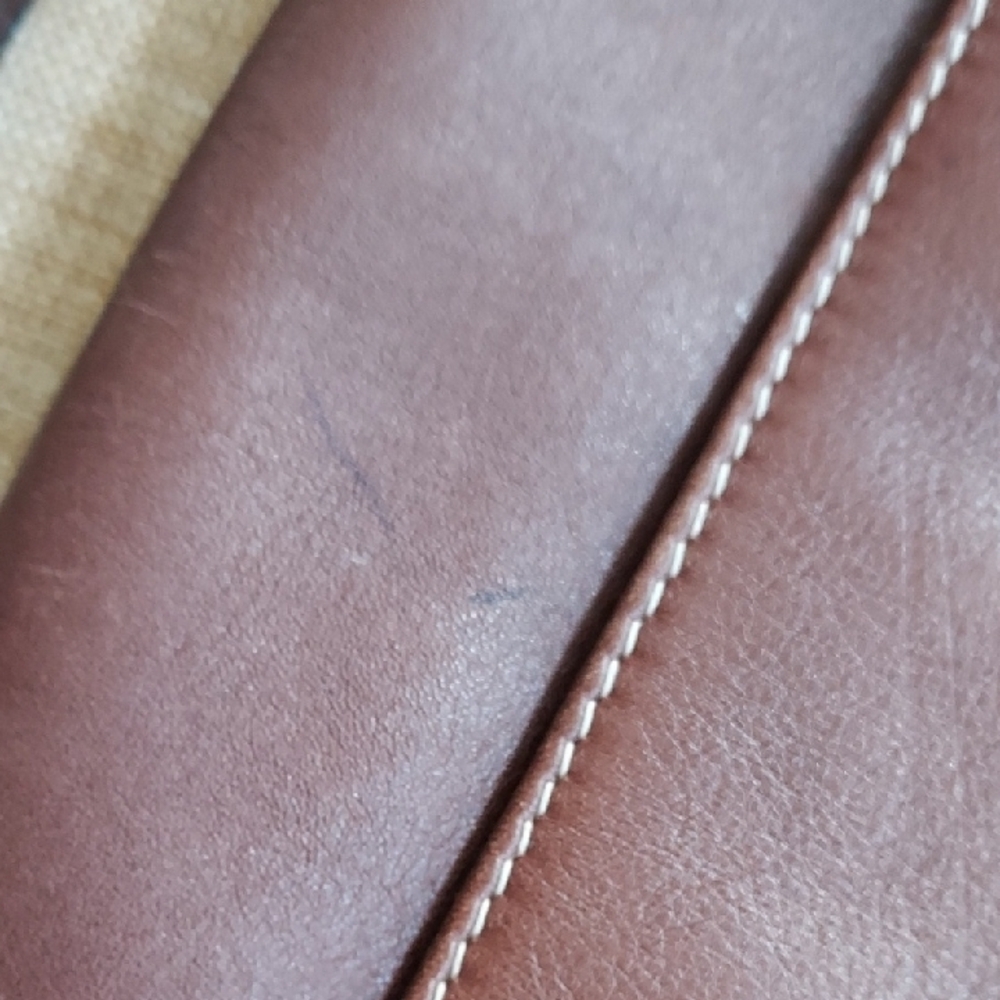 Adrienne Vittadini Vintage Brown Leather Satchel/Messenger Bag, Unisex - Picture 8 of 12